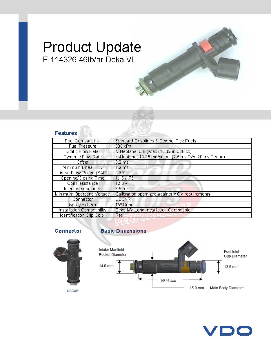 46lb/h Siemens Deka High Impedance (Long Style) with EV6 / USCAR